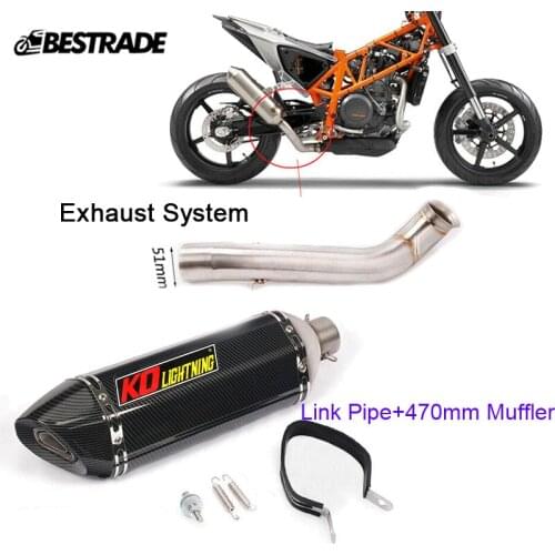 Motorcycle Exhaust System Middle Link Pipe Slip 51mm Muffler Silencer Tips Modified For DUKE 690 2012-2018 Stainless Steel