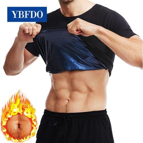 YBFDO Waist Trainer Weight Loss Shapewear Men Body Shaper ion coating Short sleeve Fat Burn Workout Trimmer Fitness Zipper Shirt