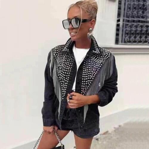 Denim Jacket Women Tassel and Rivet Sherpa Streetwear Trending Products 2020 Spring and Autumn Womens Jackets and Coats