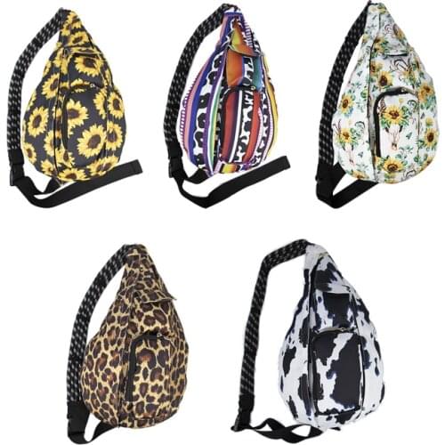 Wholesale 2021 New arrival sunflower Sling Bag Canvas Chest Bags Sunflower And Cow Print Crossbody Bags For Women