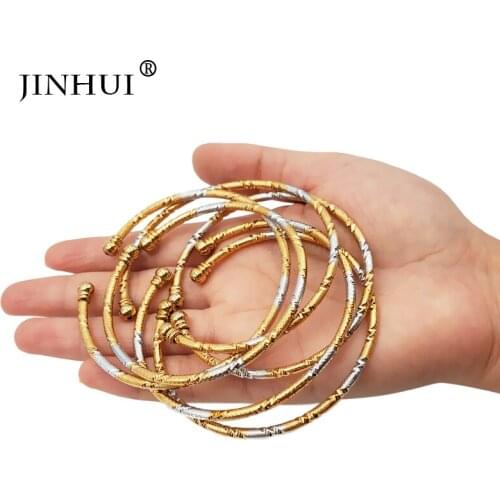 Jin Hui African Ethiopia Fashion gold Silver color jewelry women wedding Ornament gifts Stretchable Adjustable size Bracelet