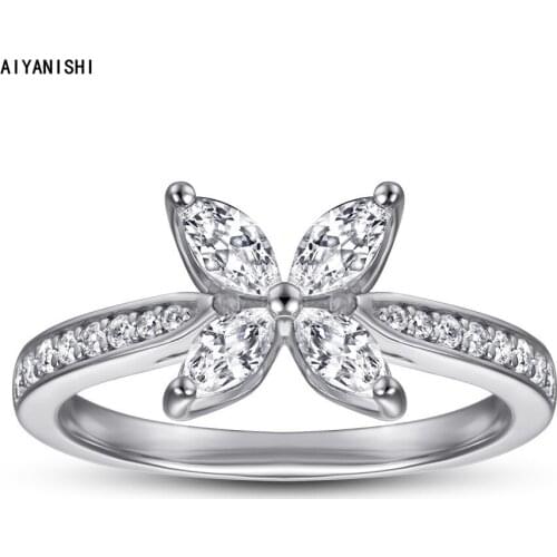 AIYANISHI 925 Sterling Silver Engagement Cluster Ring for Women Flower Band Rings 2021 Wedding Trend Female Jewerly Party Gifts