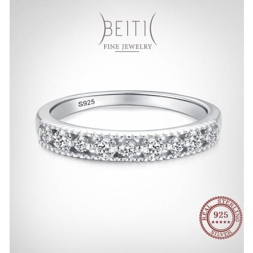 Beitil Sparkling Cubic Zirconia Classic 925 Sterling Silver Ring Female Wedding Band Finger Rings For Women Jewelry