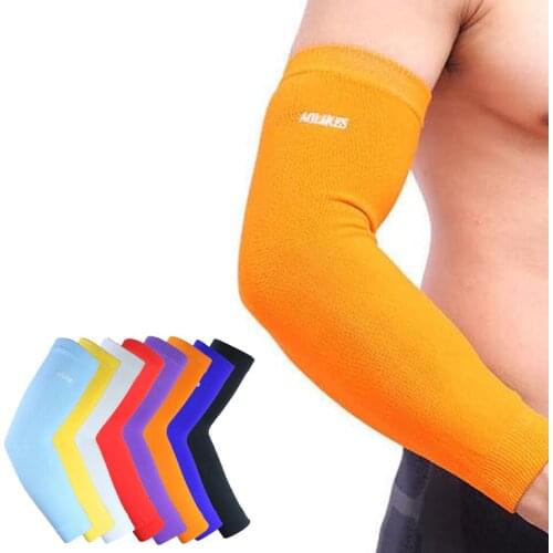 AOLIKES 1PCS Elastic Basketball arm Sleeve Armband Soccer Volleyball Elbow Support Brace Cotovelo de basquete Sports Protector