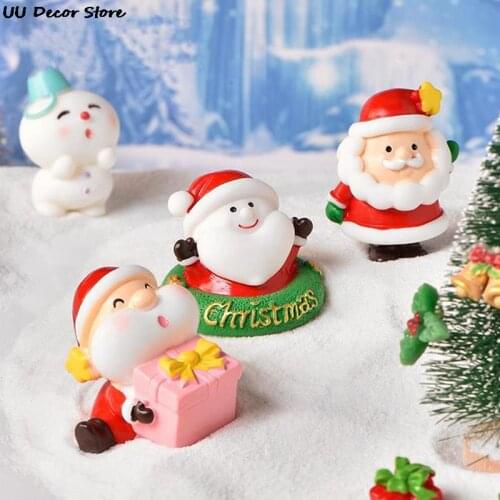 1PC Mini Resin Santa Claus Snowman Figurine Bonsai Ornament Micro Landscape Christmas Decorations Xmas Ornament Home Decor