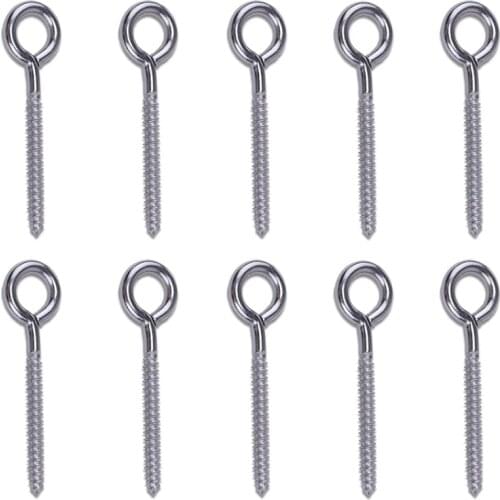 10 Pack Stainless Steel Eye Shape Screws Metal Hook Wood Terminal Ring Eyelet Hooks Self Tapping Screws M6 CNIM Hot