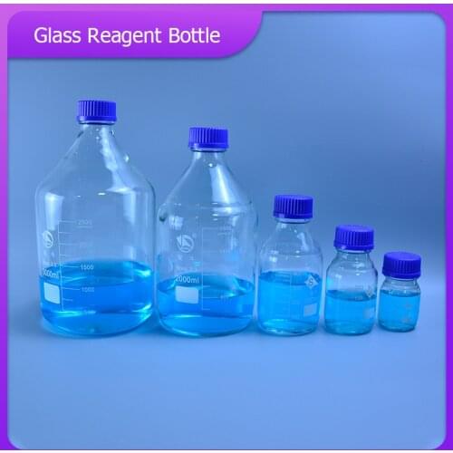 100ml/250ml Graduated Round Glass Reagent Bottle Blue Screw Cap Screw On Cover Flask