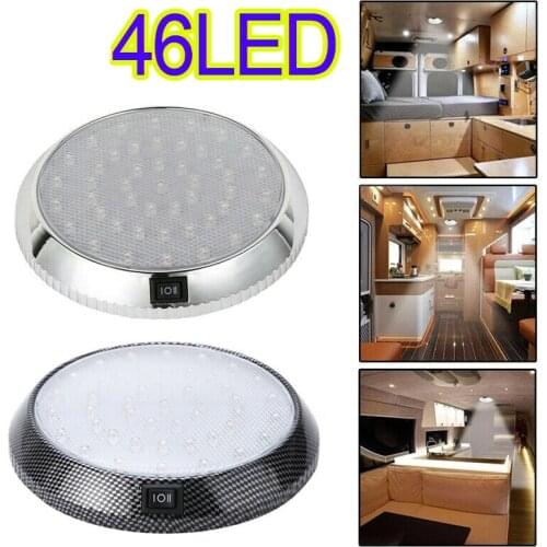 12V 46 LED On Off Ceiling Cabin Lights Roof Caravan Campervan Van Trailer Interior Lamp White light