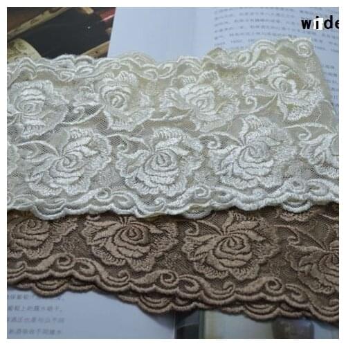 2Yds/Lot 12Cm Width Brown,White Mesh Mirror Flower Embroidery DIY lace Trim for Garments and Wedding Decoration Undergarment