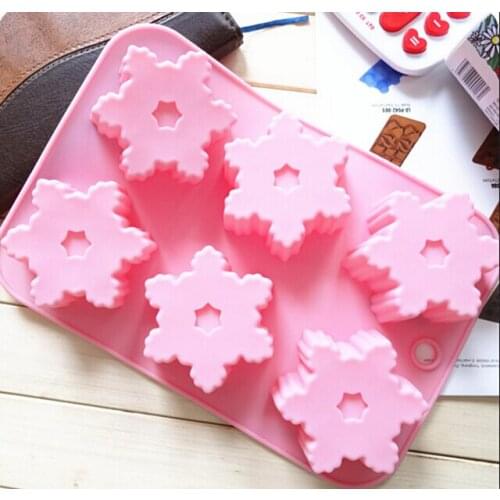 20pcs/lot New 6 Holes snowflake Silicone Cake Mould Soap mould jelly mould chocolate mold Cake Decorating Tools