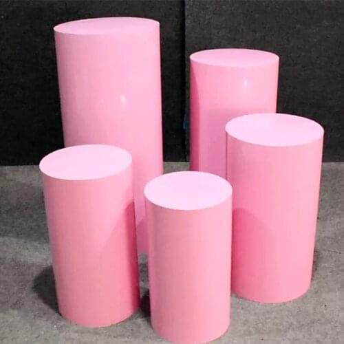2021 Hot NEW Pink Round 5pcs Column Cylinder Iron Party Event Display DIY Wedding Decoration Plinth