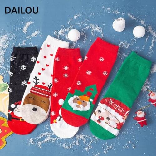 2021 New Year Halloween Socks Men Women Cartoon Sweet Santa Claus Elk Snowman Happy Funny Cotton socks Original Christmas Gift