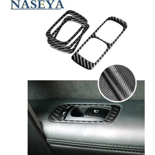 Car Stickers Carbon Fiber Cover Trim For Porsche Cayenne 2003-2010 Main Driving Side Door Lift Control 1PCS Car Accessories