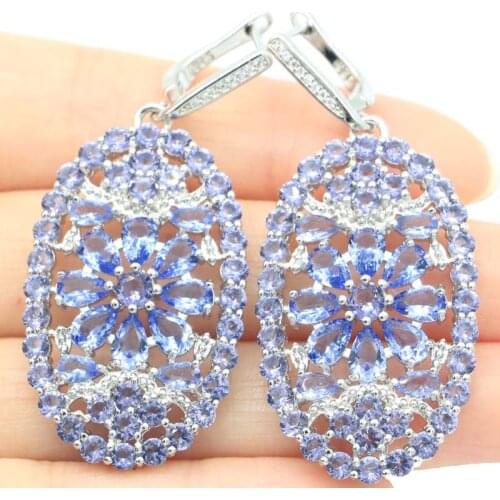 33x17mm Romantic Created Green Peridot CZ Fashion Jewelry Silver Earrings