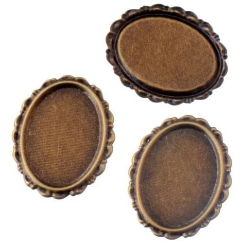 Free shipping 20Pcs Bronze Filigree Oval Cabochon Setting Wraps Connectors Crafts Decoration DIY Embellishment 32x26mm
