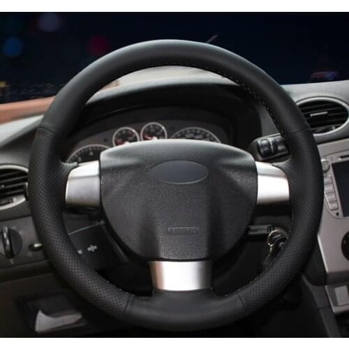 Black Artificial Leather Car Steering Wheel Cover for Ford Focus 2 2005-2011(3-Spoke)2006 2007 2008 2009 2010 2011