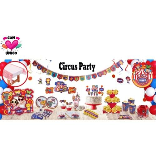 Conunico Circus Carnival Birthday Party Funny Acrobatics Clown Favor Supplies Festival Topper Decor Party Disposable Tableware