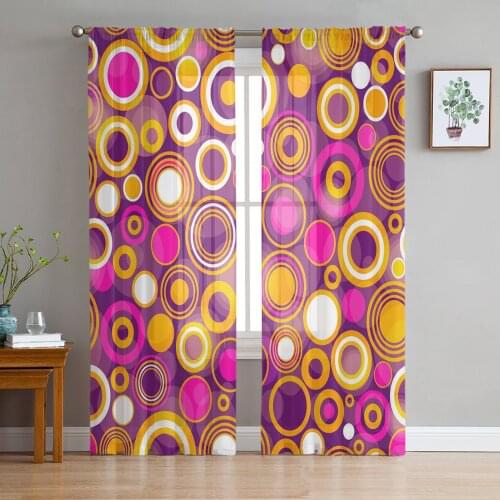 Colorful Round Circle Window Curtains for Living Room Kitchen Door Curtain Sheer Curtains for Bedroom