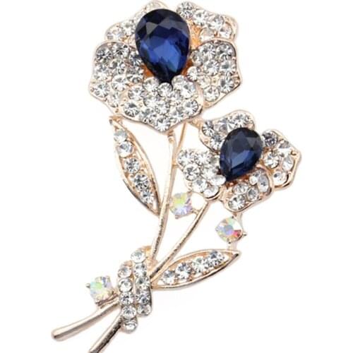 Waterdrop Rhinestone flower Brooch Pin Jewelry Coat Dress Hijab Scarf Corsage pin