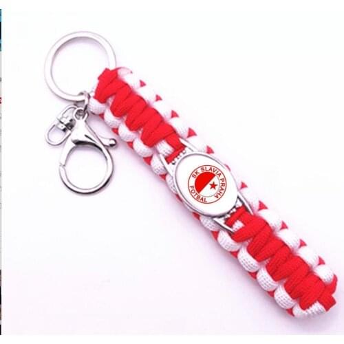 Fotball Sports Sk Slavia Praha Czech Republic Charm 550 Rope Survival Paracord Keychain & Keyring Jewelry For Man Woman