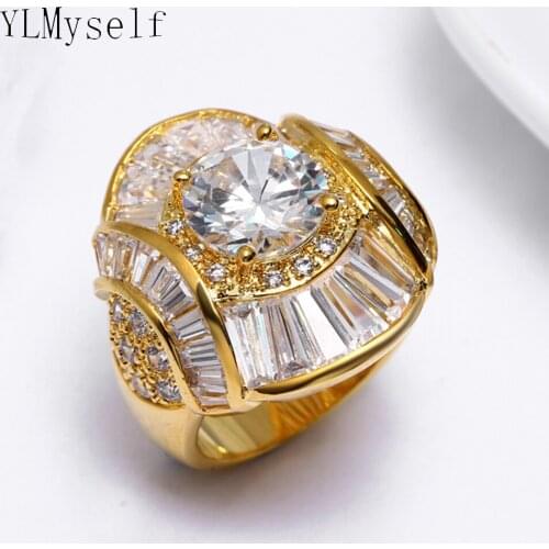 2020 new jewelry ring pave with Big round Zirconia crystal stones buy bulk china White and Gold color high quality midi rings