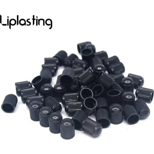 Liplasting 100pcs Plastic Black Tire Valve Air Dust Cover Stem Caps for Bike Car Tire Wheel Stem Pressure