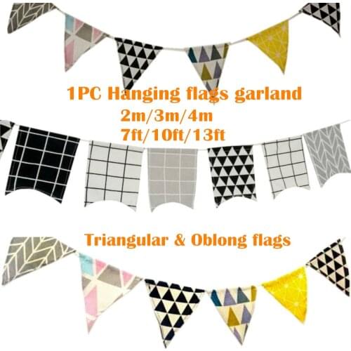 2/3/4 Meters Retro Triangle Oblong Flag Linen Garland Hanging Decor Banner Kids Room Decoration Hanging Flags Fashion Ornaments