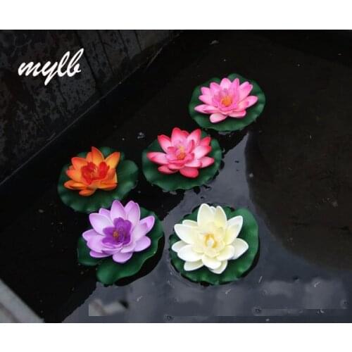 Mylb 1PC Floating Artificial Lotus Ornament for Aquarium Fish Tank Pond Water lily Lotus Artificial Flowers Home Decoration