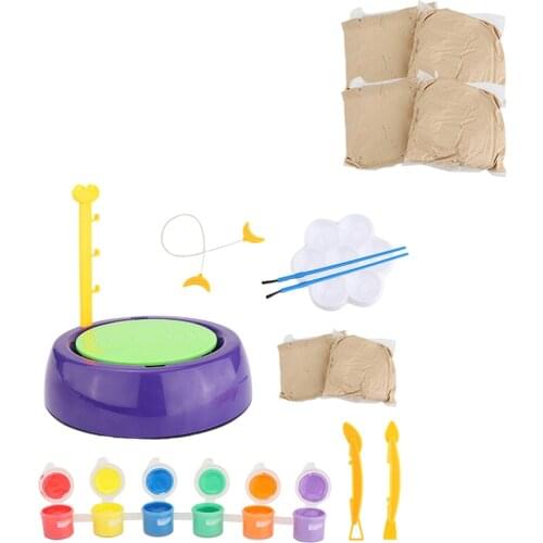 DIY Pottery Wheel Craft Kit for Kids Air Dry Sculpting Clay Palette Set