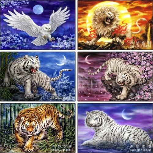 Newest 5D Diy Diamond Painting White Eagle And White Tiger Fabric For Needlework Mosaic Embroidery Resin Craft Home Decor