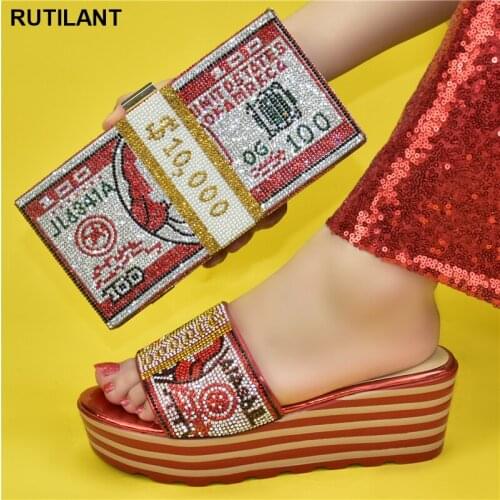 New Arrival Ladies Italian Women Shoe and Bag Set Italian Shoe with Matching Bag Set 2021 Nigerian Shoes and Bag Set for Party