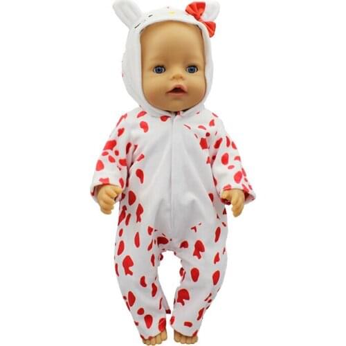 New Red patterned jumpsuit Doll Clothes Fit For 43cm baby Doll clothes reborn Doll Accessories