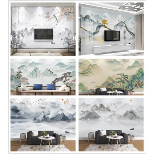 Papel de parede Marble Pattern Ink Landscape Chinese style wallpaper mural,living room tv wall bedroom wall papers home decor