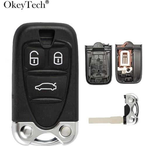 OkeyTech 3 Button Remote Smart Car Key Shell For Alfa ROMEO 159 Brera 156 Spider Replacement Key Case Cover Fob Emergency Blade