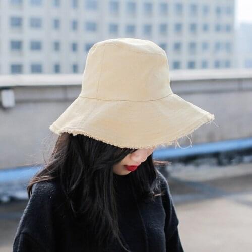 Japanese Female Caps burrs bucket hats contracted leisure folding washed soft cloth cap Beach Summer Bucket Hats J2