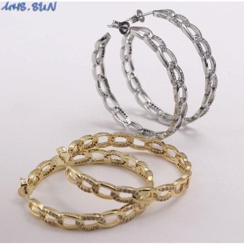 MHS.SUN South American style luxury hoop earrings with AAA zircon jewelry gold/silver color big circle earrings for women party