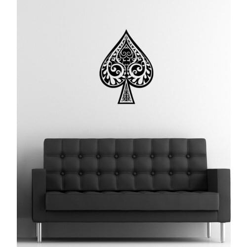 Removable Vinyl Wall Stickers Spade Poker Wall Decal For Living Room Bedroom Wall Art Mural Home Decoration Vinilos Parede S-393