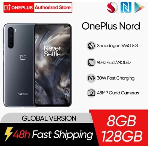 Global Version OnePlus Nord 5G 8GB 128GB Smartphone Snapdragon 765G 6.44'' 90Hz AMOLED 48MP Quad Warp 30T Mobile Phone