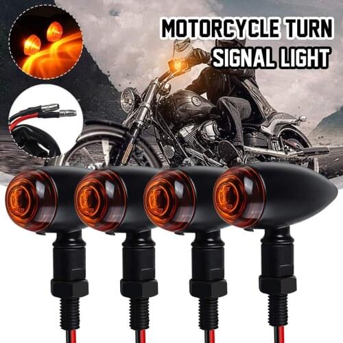 Universal 12V Motorcycle Turn Signal Lights Amber Indicator Lamps Retro Vintage E-Mark Approved For Harley/Honda/Yamaha/Suzuki
