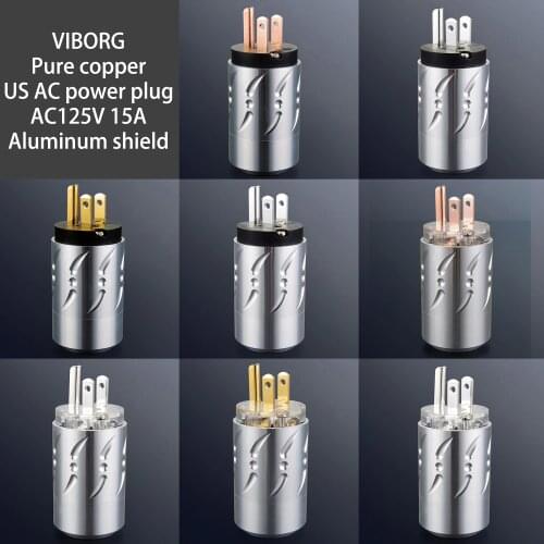 High End Pure Copper US Mains AC Electric Power Plug Power Cable Cord Connector HIFI DIY AC125V 15A Screw Lock Aluminum Shield