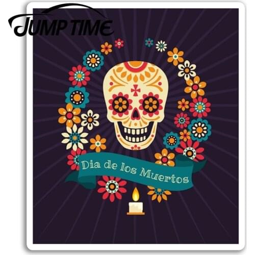 Jump Time for Dia De Los Muertos Vinyl Stickers Sugar Skull Calavera Sticker Car Decal Window Wiper Trunk Car Styling