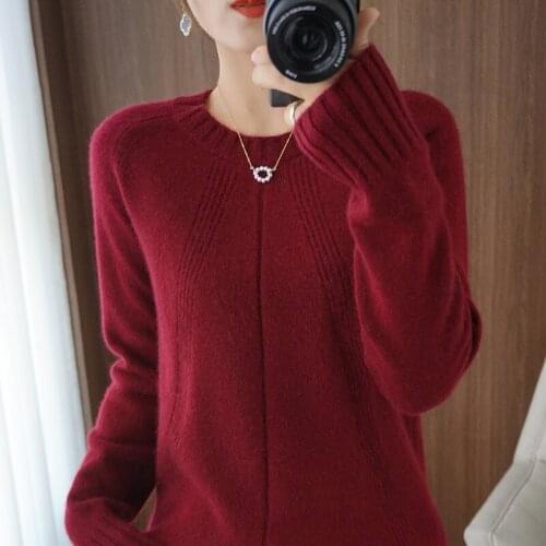 2021 new cashmere sweater women round neck pure color 100% pure wool pullover fashion casual warm knitted bottoming shirt