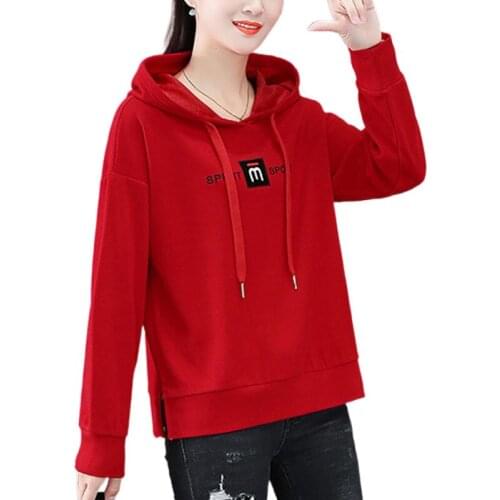 Pure cotton sweater womens spring and autumn thin section long-sleeved hooded T-shirt blouse 2021 new jacket trend