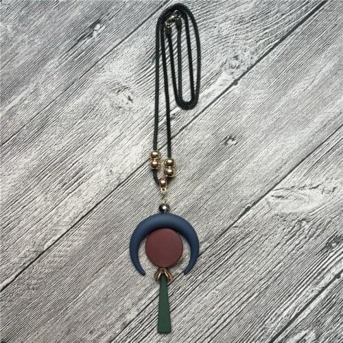 2018 New Vintage Handmade Long Necklace Geometric Silicone Moon Sun Bohemian Woman Necklace Accessories femme kolye
