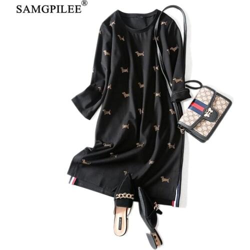 Women Dresses Winter 2021 Vestido Casual A-line Solid Wrist Diamonds Knee-length Empire O-neck Plus Size Women Winter Dress 4XL