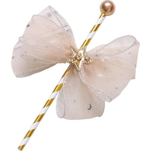 1pc Girl Straw Bow Cake Topper for Birthday Party Decor Star Dessert Princess Love Gifts Baby Shower Baking Supplies