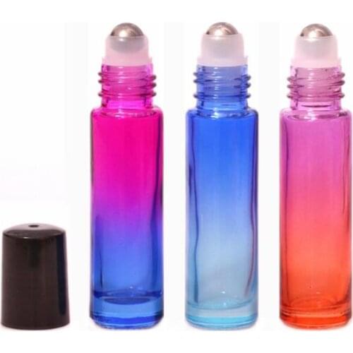 10ml Empty Glass Aromatherapy Roller Roll on Bottles Essential Oil Refillable Bottle With Metal Ball & Black Cap F20172439