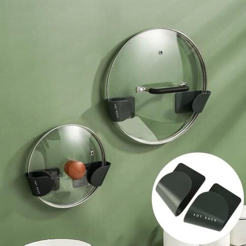 2Pcs Wall Mount Strong Adhesive Pot Lid Holder Cutting Board Clip Kitchen Stand