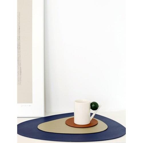 3pcs/set Irregular Mats & Pads for Home Tableware Coffee Glass Coasters for Restaurant Decor Leather Insulation Pads Placemats