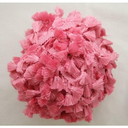 3Yards/Lot Vintage cotton knotted Pink fringe trim with cute tassels 1cm width tape 1.5cm length tassels